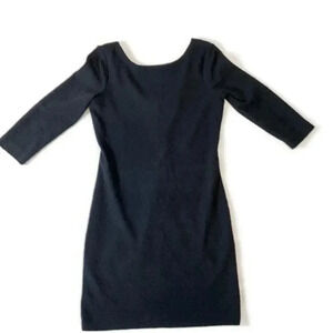 Armani Exchange Black Patterned Sheath Dress 3/4 Sleeves Scoop Neck Womens Small
